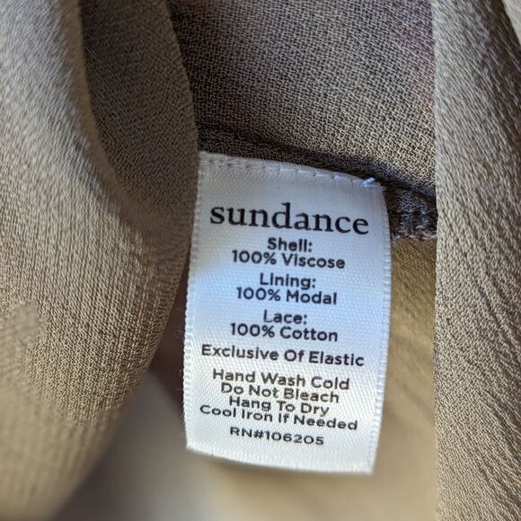 Sundance Tan Lace Sheer Peasant Blouse Top Sz S Neutral & Cami Undone Minimalist - Picture 10 of 12